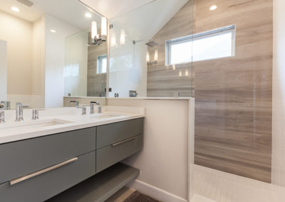 Dual Modern Bathroom Remodel in Elmhurst, Illinois