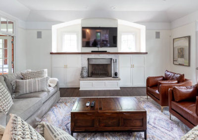 fireplace remodel cabinet refinish reface wood countertop tile surround clarendon hills illinois