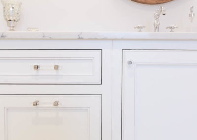 traditional master bathroom remodel clarendon hills illinois marble wainscoting white vanity