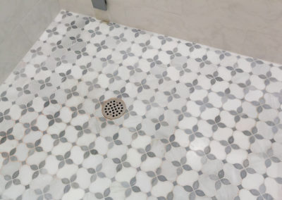 basement bathroom remodel hinsdale illinois walk-in shower white vanity