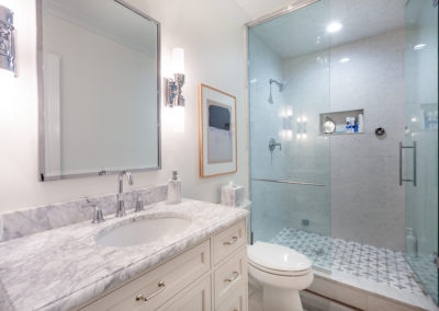 basement bathroom remodel hinsdale illinois walk-in shower white vanity