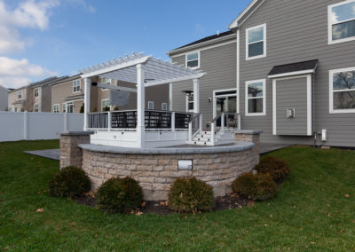 back deck pergola stamped concrete patio fire pit outdoor tv glen ellyn illinois