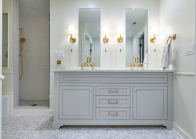 expansive master bathroom remodel in oak brook club illinois brass marble hyland homes