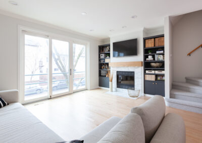 family room remodel white oak mantel chicago illinois hyland homes