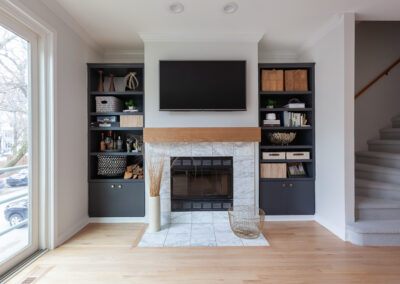 family room remodel white oak mantel chicago illinois hyland homes