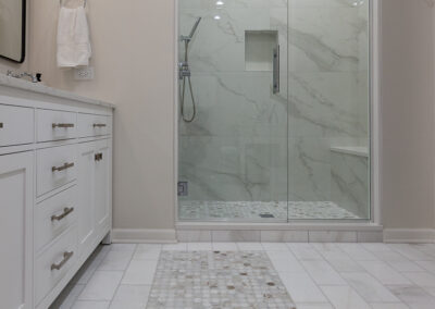 modern bathroom remodel burr ridge illinois marble floor walk-in shower