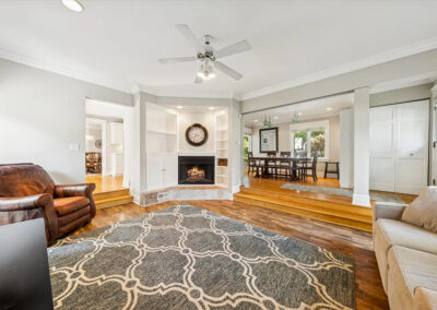 Family room and kitchen before wall removal in a Hinsdale home